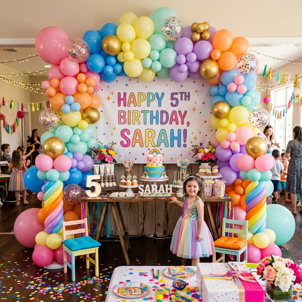 Dekorasi pesta anak colorful oleh Fazza Dekorasi